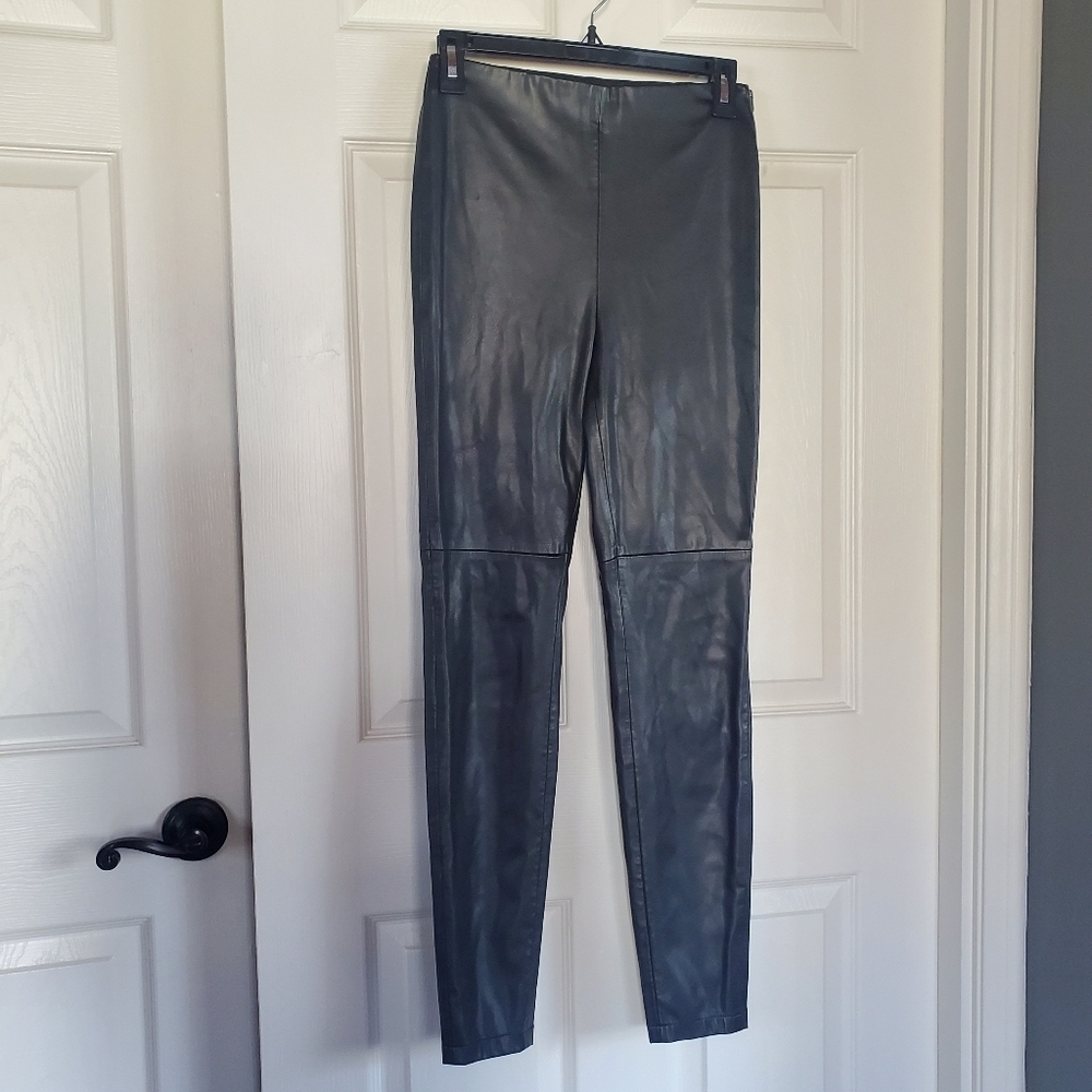 Esprit Faux Black Leather High-rise Skinny Pant Size 4 Gap-proof Elastic Waist